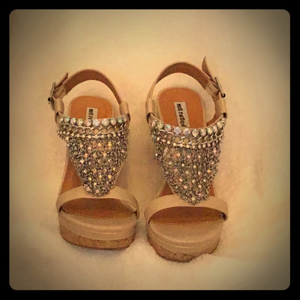 Not Rated, jeweled wedge heels.